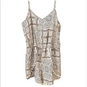2/$15 Xhilaration- Black Cream Boho Pom Pom Romper | Size S